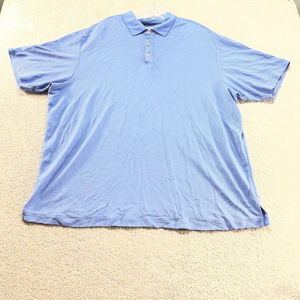 Tommy Bahama Polo Shirt Mens XXL Blue Ribbed Modal Blend Short Sleeve Casual